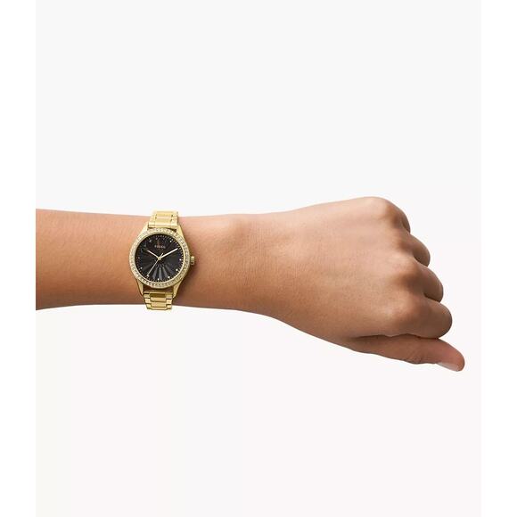 NWT Fossil BQ3759 Rye Three-Hand Gold-Tone Stainless Steel Watch - Picture 5 of 6